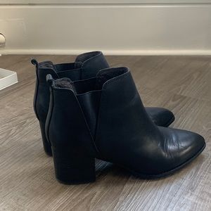 Anthropology pointed toe black heel booties